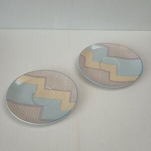 Vintage Larry Laslo Nouveau Sango Oval Tea Coffee Cup plates Set of Two 1980s